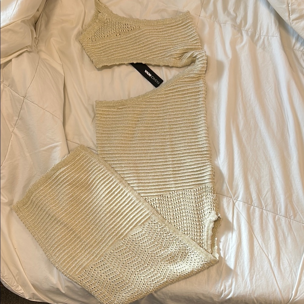 NWT Cream and gold midi dress